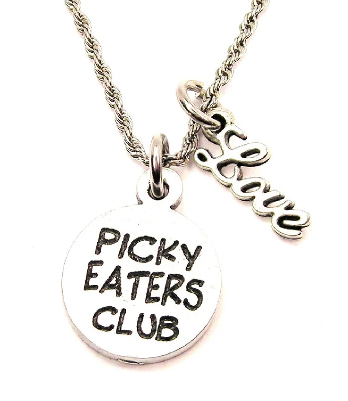 Stylish Long Necklace-Picky Eaters Club 20" Chain Necklace With Cursive Love Accent