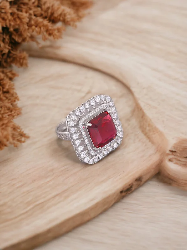 Vintage Wedding Band for Women-Ruby Afroditi Zirconia Ring - EOSS