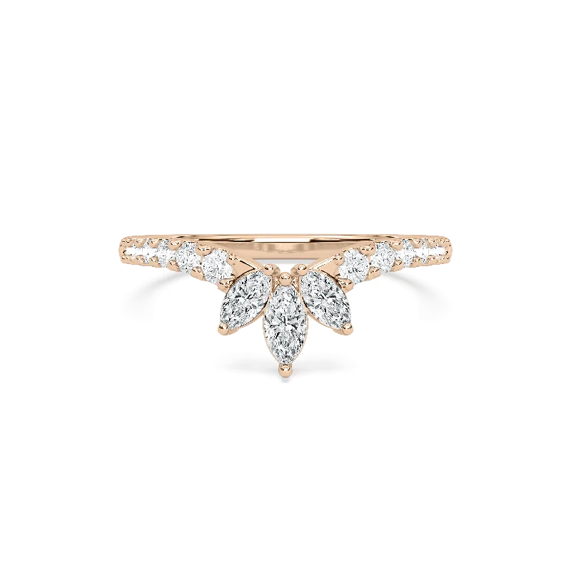 Two-Tone Engagement Ring-Marquise V Fashion Band