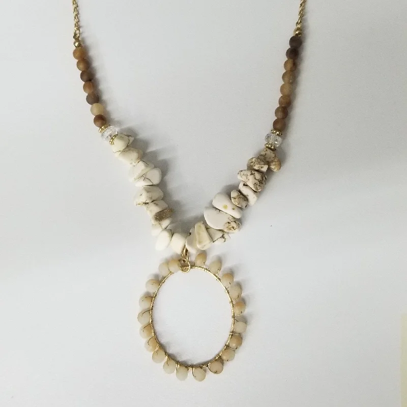 Long Pendant Necklace-Simply Noelle Catch the Wave Beaded Necklace - Teak