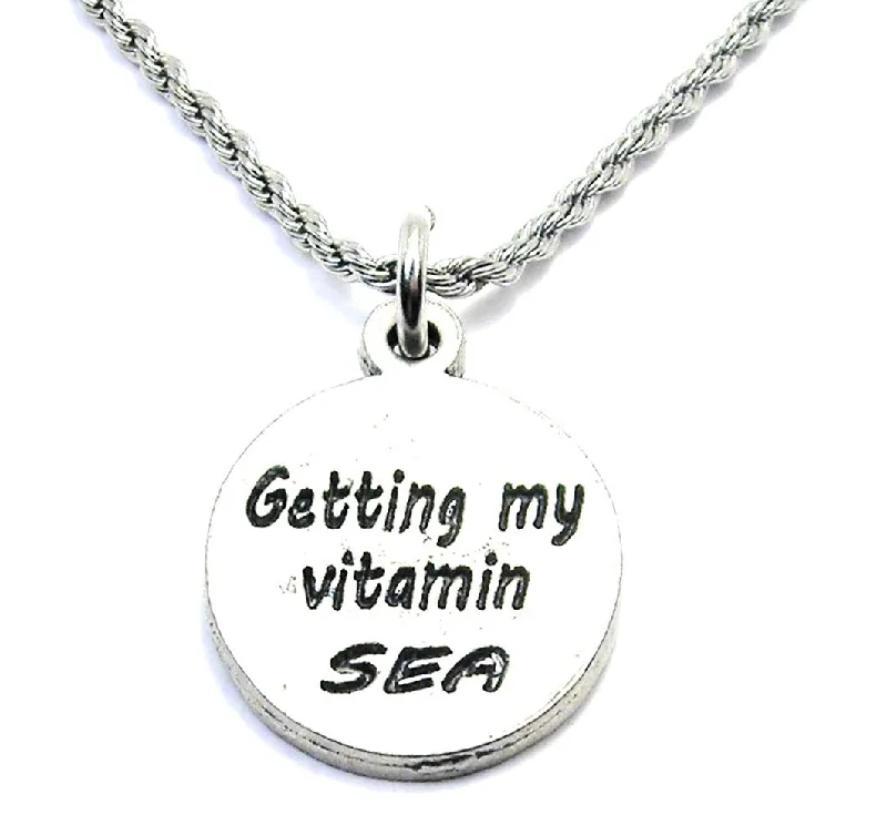 Diamond Pendant Necklace-Getting My Vitamin Sea Single Charm Necklace