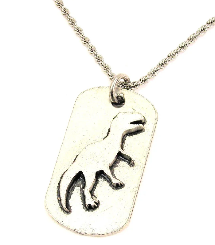 Geometric Pendant Necklace-Dinosaur Dog Tag Single Charm Necklace