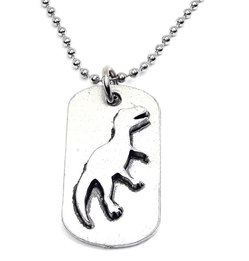 Red Stone Necklace-Dinosaur Catalog Dog Tag Necklace