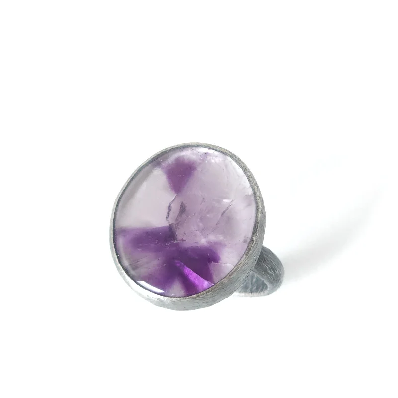 Simple Solitaire Engagement Ring-Amethyst Cabochon Ring - small