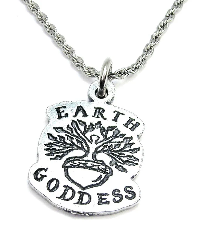 Silver Name Necklace-Earth Goddess Single Charm Necklace