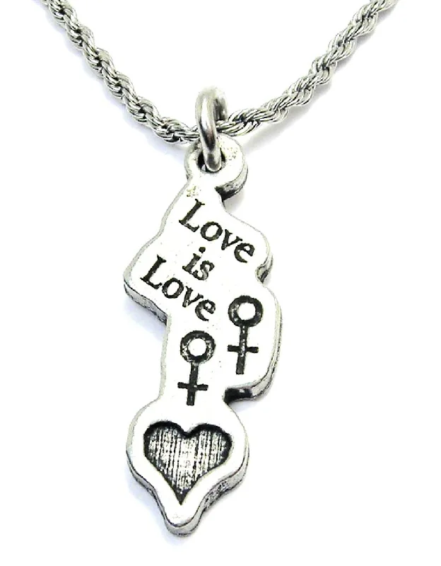 Delicate Chain Necklace-Love Is Love With Female Symbols Single Charm Necklace