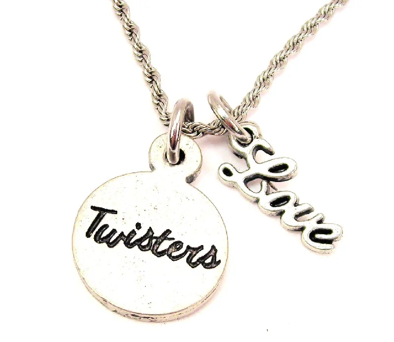 Women’s Pendant Necklace-Twisters 20" Chain Necklace With Cursive Love Accent