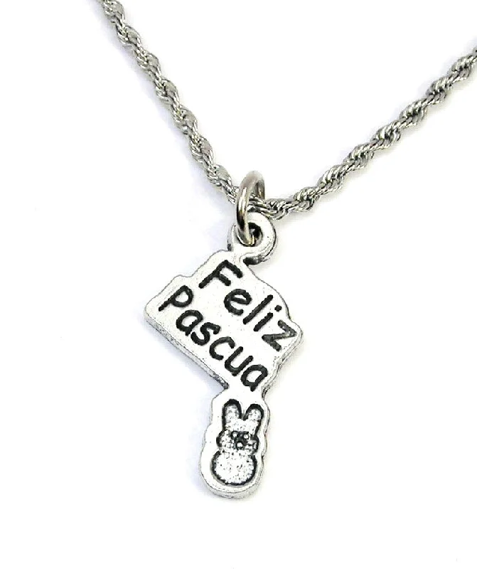 Luxury Pendant Necklace-Feliz Pascua Happy Easter  Single Charm Necklace