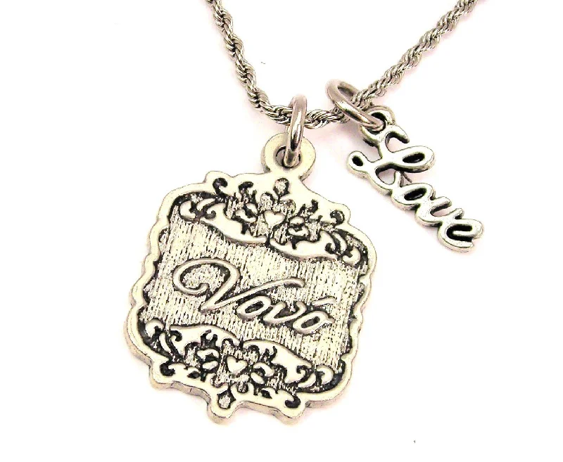 Beaded Statement Necklace-Vovo Victorian Scroll 20" Chain Necklace With Cursive Love Accent