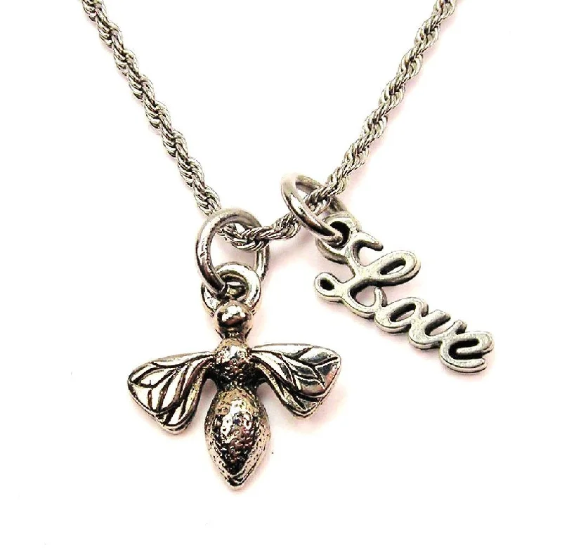 Opal Necklace for Women-Garden Bee 20" Chain Necklace With Cursive Love Accent