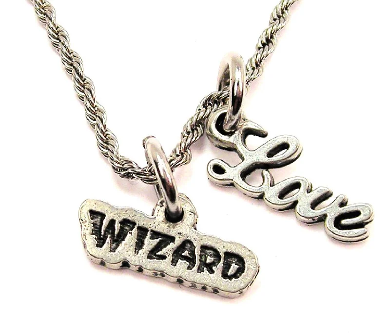 Modern Chain Necklace-Wizard 20" Chain Necklace With Cursive Love Accent