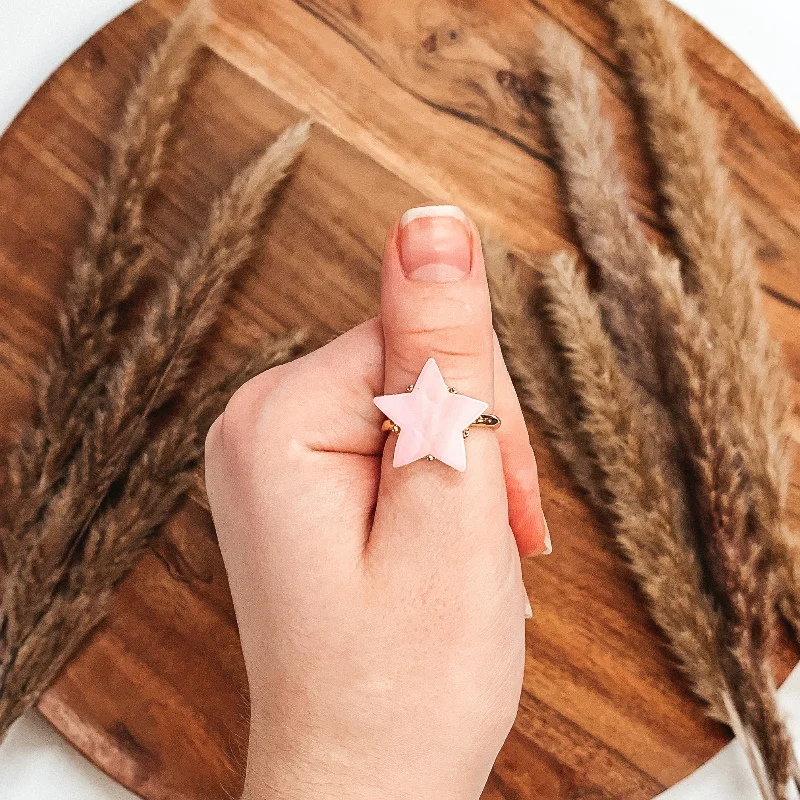 Boho Style Ring-Wishing on Stars Ring in Light Pink