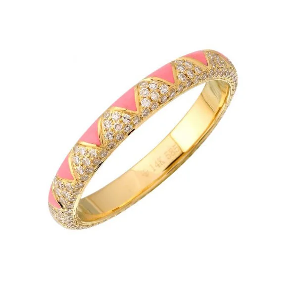 Round Cut Diamond Ring-Diamond Enamel Ring