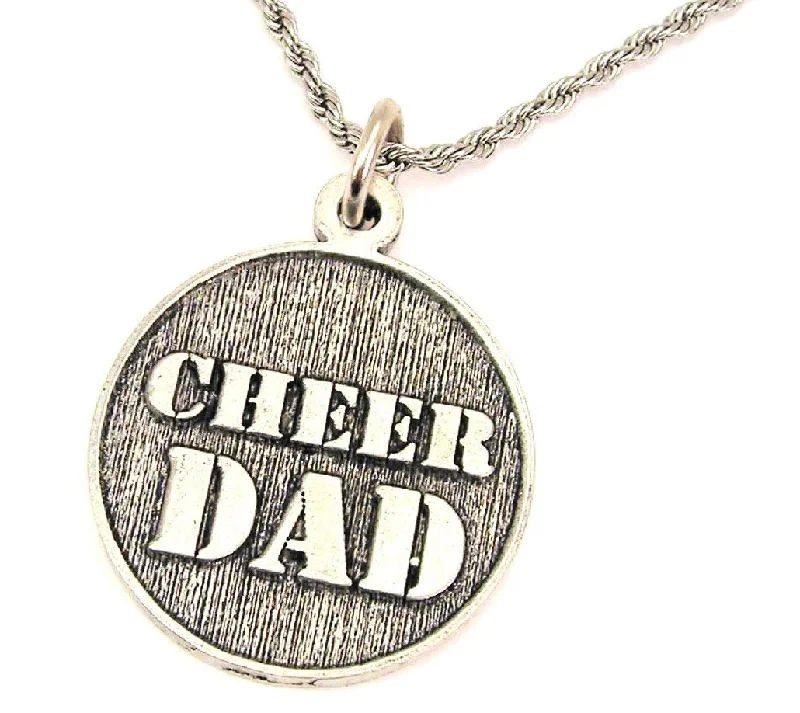 Handmade Silver Necklace-Cheer Dad Single Charm Necklace