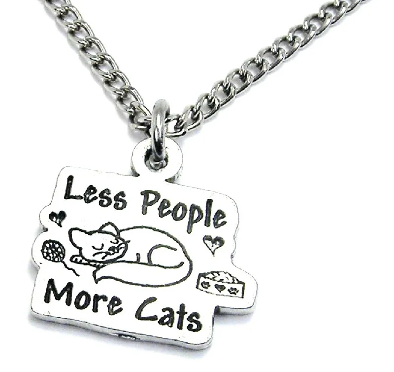 Gold Coin Necklace-Less People More Cats Single Charm Necklace