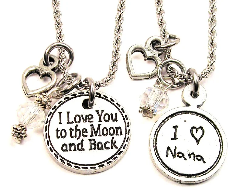 Contemporary Necklace for Women-Nana I Love You To The Moon And Back Set Of 2 Rope Chain Necklaces