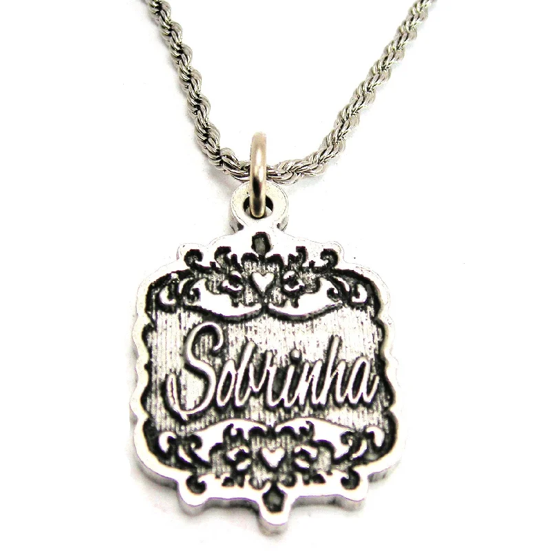 Custom Heart Necklace-Sobrinha Victorian Scroll Single Charm Necklace