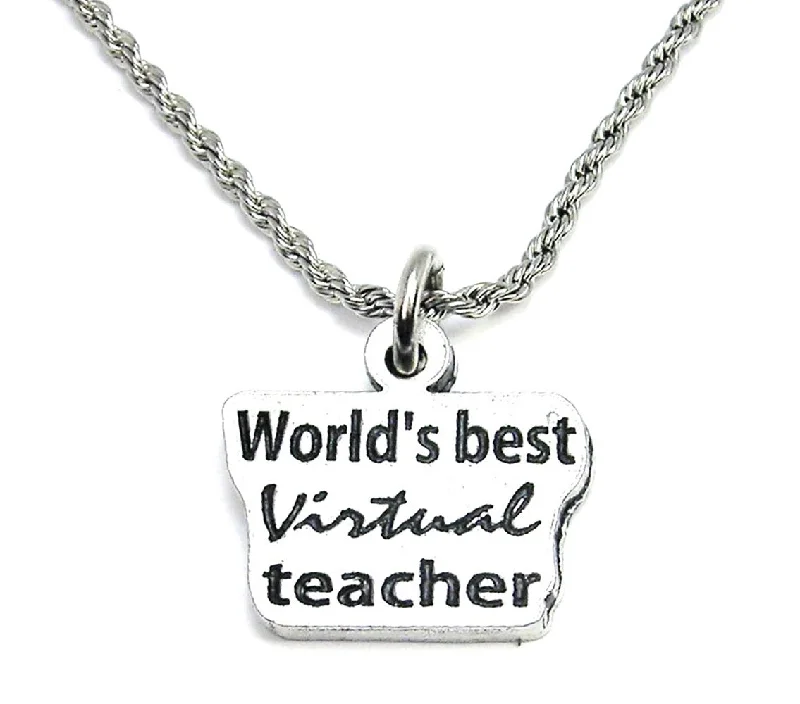 Simple Beaded Necklace-World's Best Virtual Teacher Single Charm Necklace