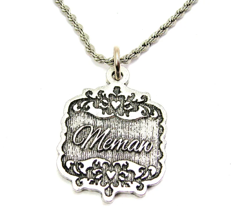 Bold Statement Necklace-Memaw Victorian Scroll Single Charm Necklace