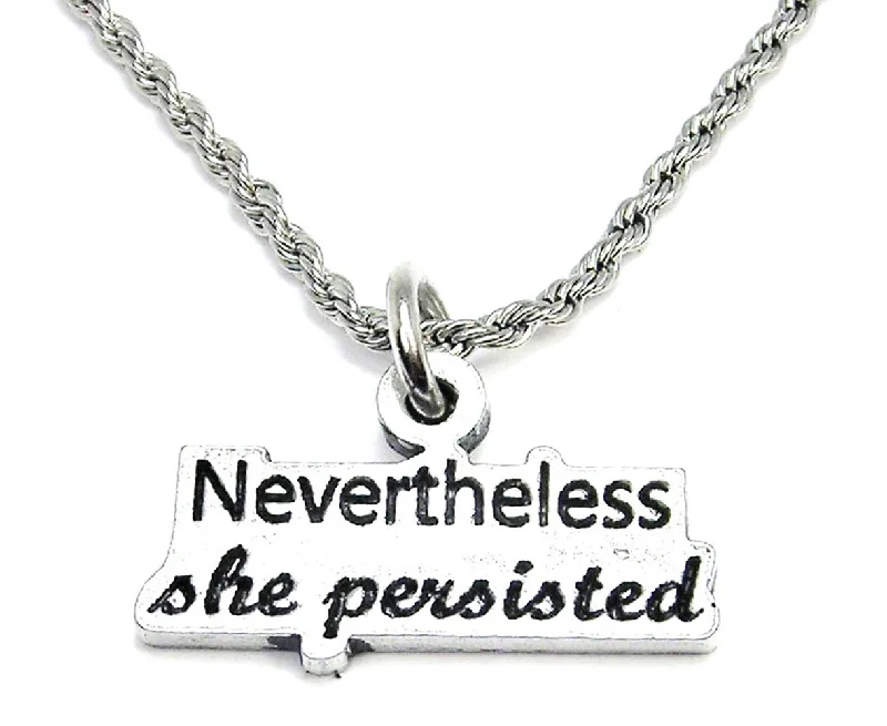 Birthstone Pendant Necklace-Nevertheless She Persisted Single Charm Necklace