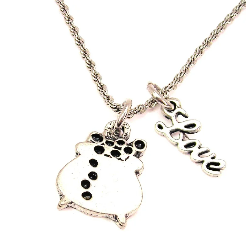 Crystal Pendant Chain Necklace-Bubbling Cauldron 20" Chain Necklace With Cursive Love Accent