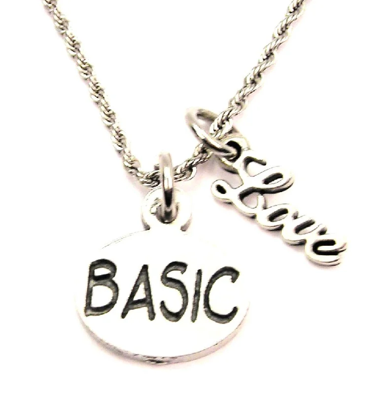 Long Chain Necklace-Basic 20" Chain Necklace With Cursive Love Accent