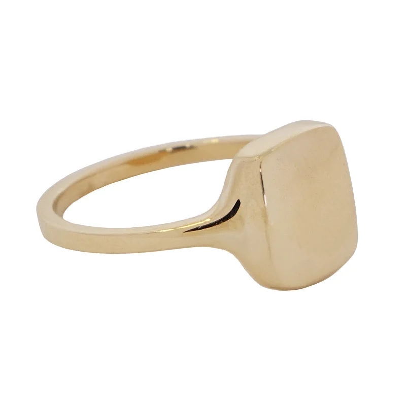 Simple Silver Ring for Women-Gold Ingot Signet Ring