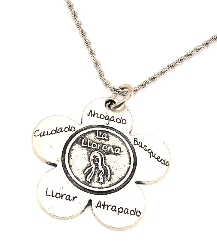 Personalized Family Necklace-La Llorona Flower Single Charm Necklace