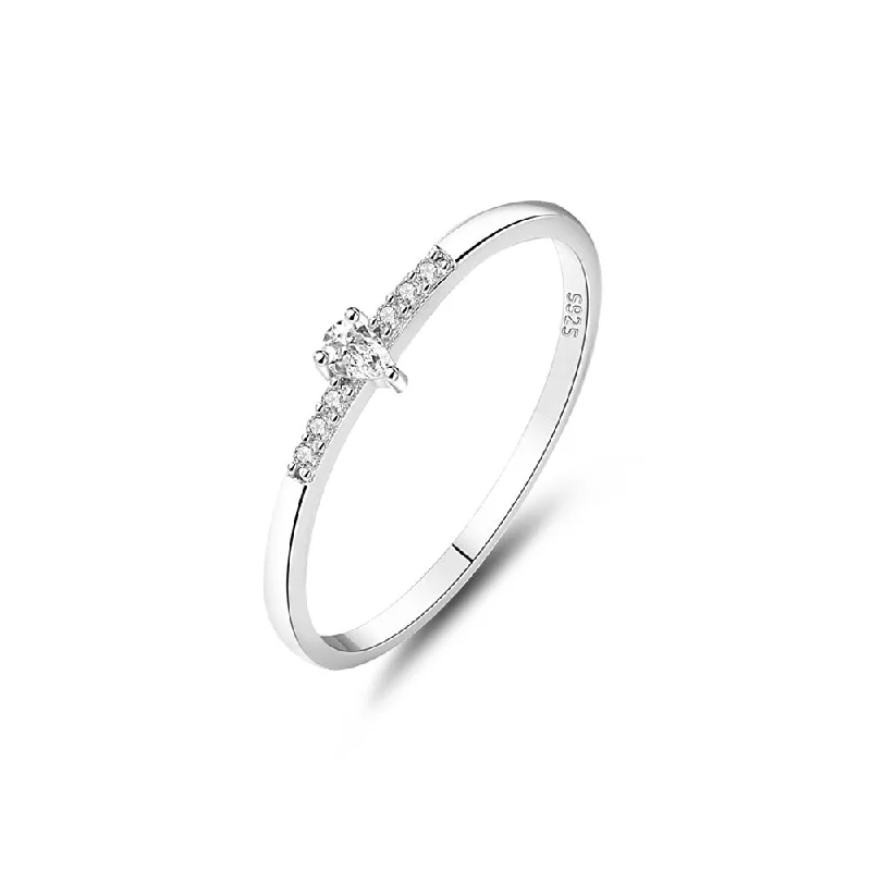 Stackable Wedding Bands-Pear Diamond Stackable Ring | S925 | CZ