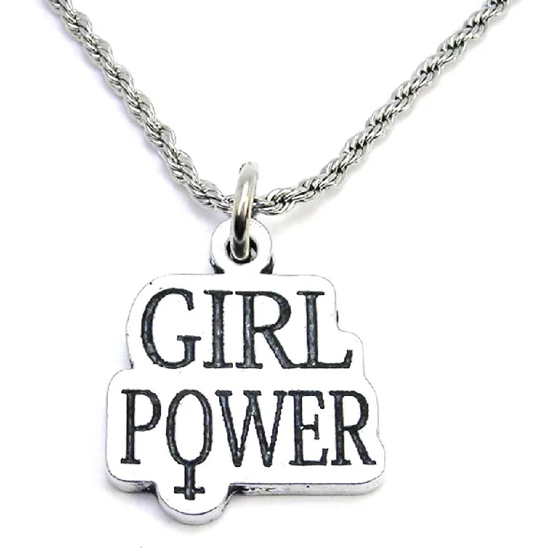 Personalized Pendant Necklace-Girl Power Single Charm Necklace