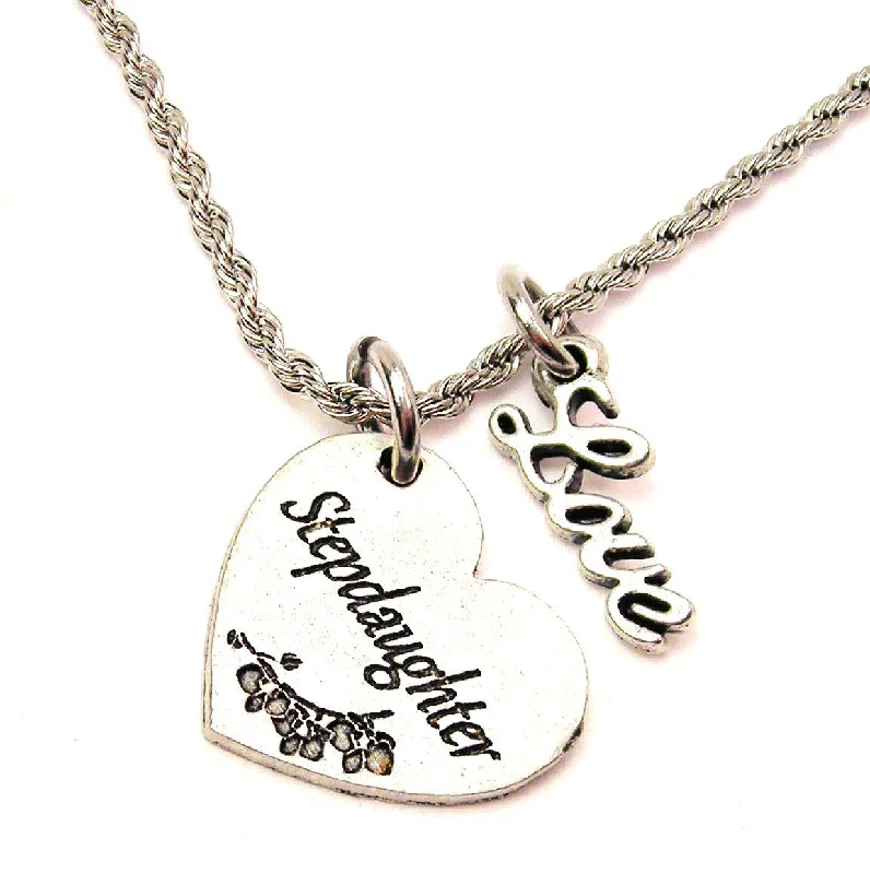 Elegant Gold Necklace-Stepdaughter 20" Chain Necklace With Cursive Love Accent