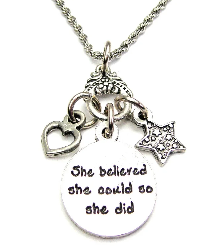 Layered Chain Pendant Necklace-She Believed She Could So She Did Catalog Necklace