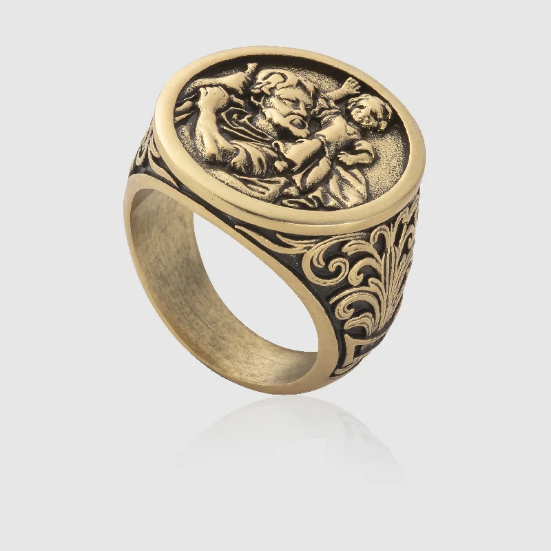 Dainty Engagement Ring-St. Christopher Ring (Gold)