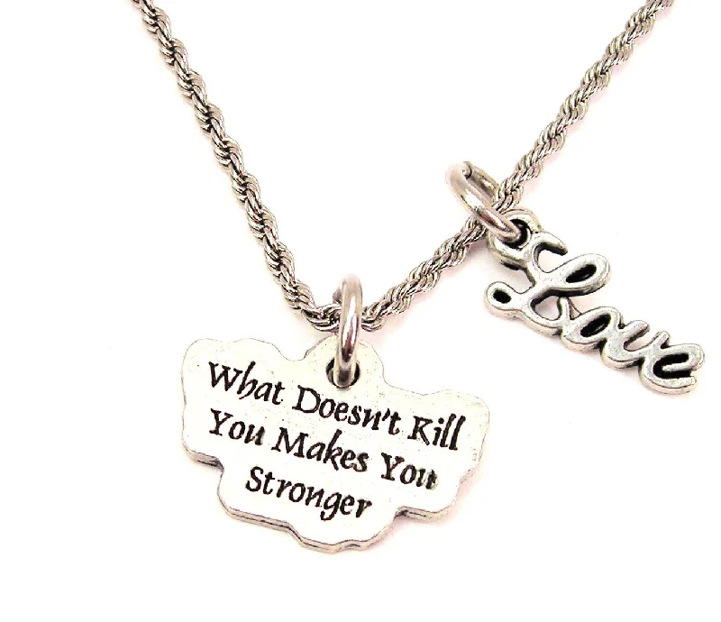 Simple Diamond Necklace-What Doesn't Kill You Makes You Stronger 20" Chain Necklace With Cursive Love Accent