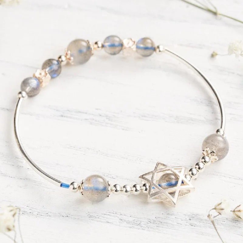 Adjustable Bangle for Women-Moonstone Hexagram Bracelet