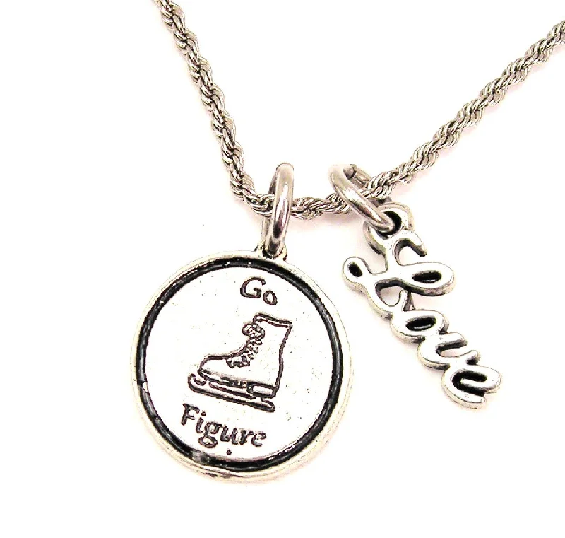 Sterling Silver Necklace-Go Figure 20" Chain Necklace With Cursive Love Accent