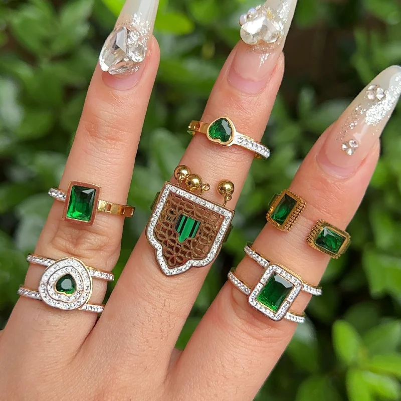 Vintage Silver Ring-Green rings