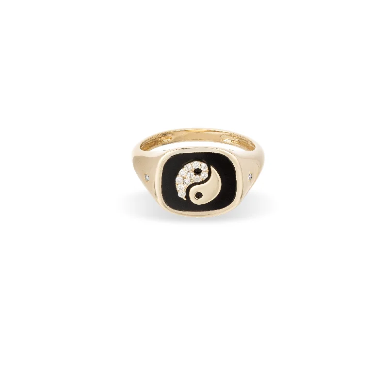 Unique Gemstone Ring-Zodiac Ceramic + Diamond Gemini Signet Ring