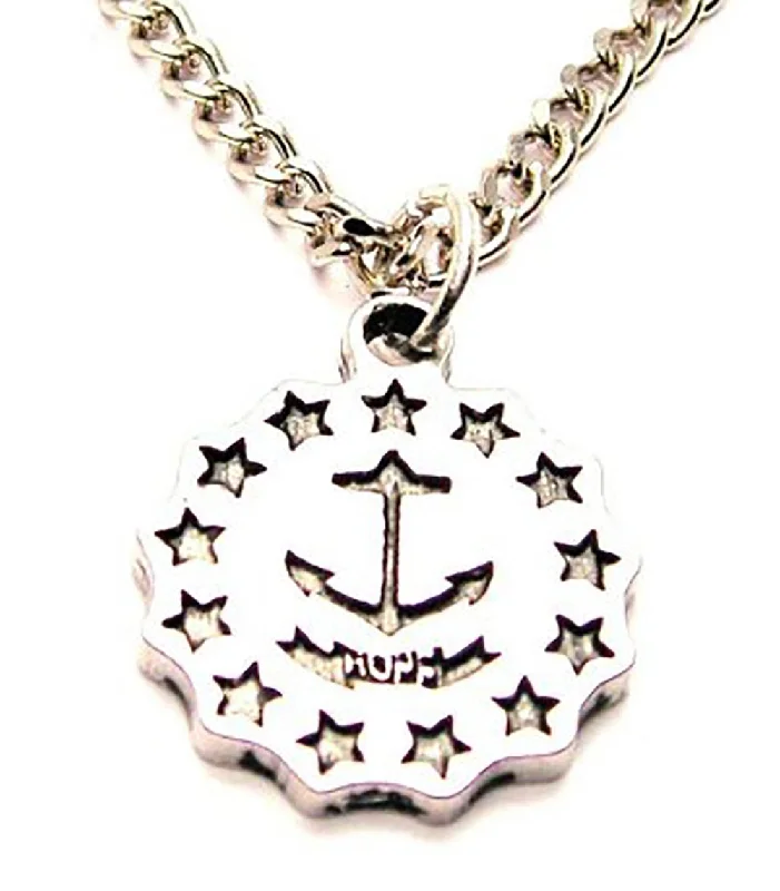 Silver Chain Necklace with Pendant-Rhode Island Hope Symbol Single Charm Necklace