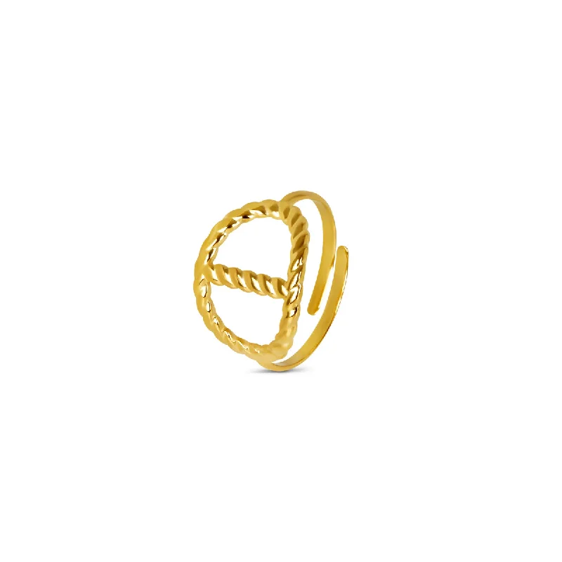 Boho Style Ring-Split Spiral Pendant Ring - Gold