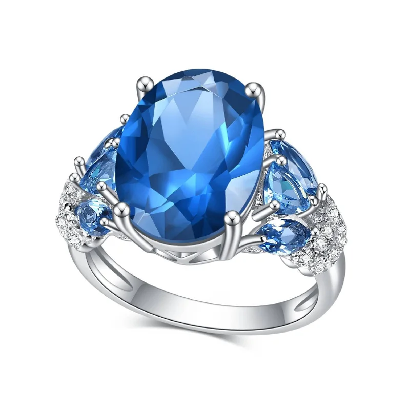 Art Deco Diamond Ring-7 Carat Blue Spinel Ring | S925