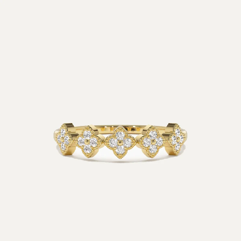 Classic Rose Gold Ring-18K Gold Clovers Diamond RIng