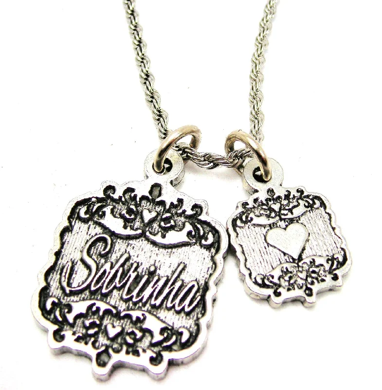 Large Pendant Necklace-Sobrinha Victorian Scroll With Victorian Accent Heart 20" Chain Necklace