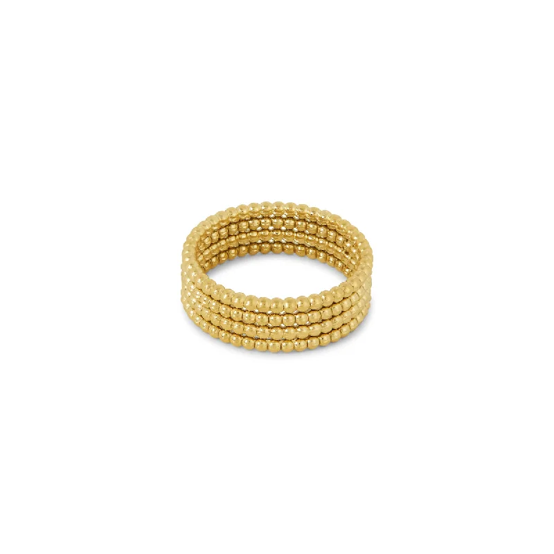 Custom Promise Ring for Women-Layered Beads Fidget Ring - Gold