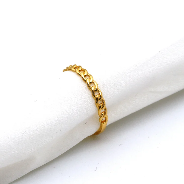 Colorful Gemstone Ring-Real Gold Twisted Belt Link Ring 7534 (Size 6) R2628