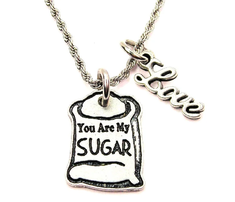 Dainty Gold Necklace-You Are My Sugar 20" Chain Necklace With Cursive Love Accent