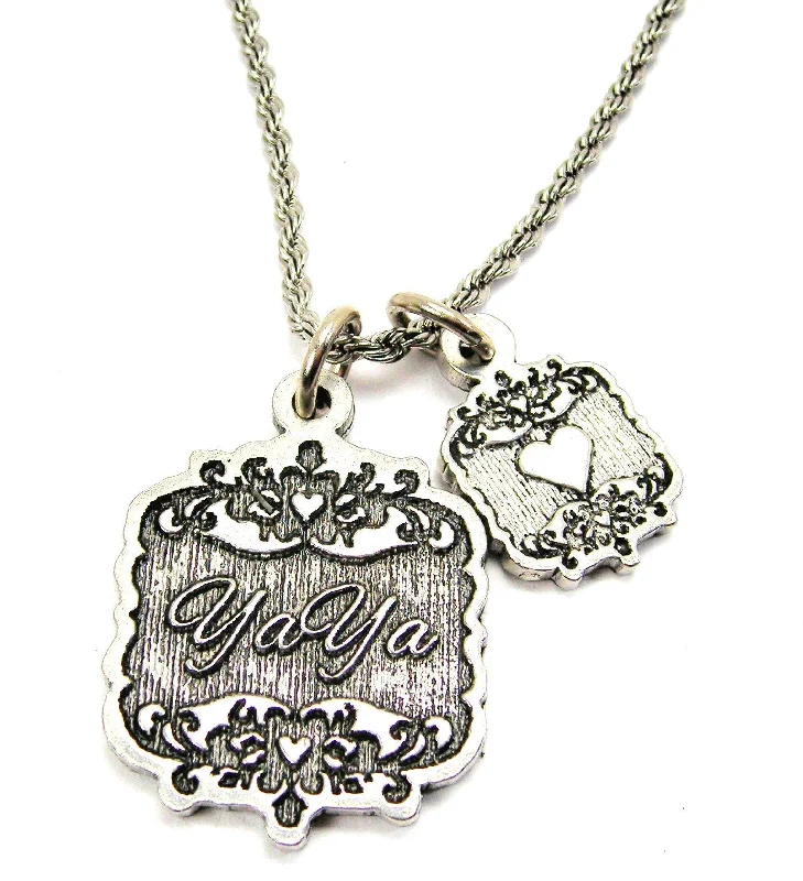 Personalized Birthstone Necklace-YaYa Victorian Scroll With Victorian Accent Heart 20" Chain Necklace