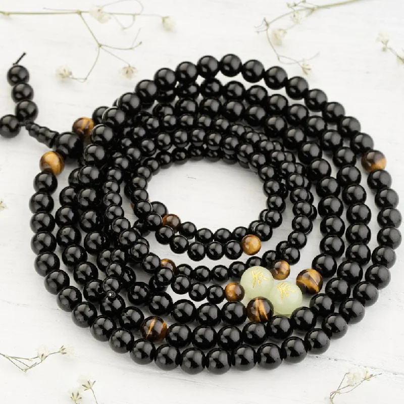 Unique Gemstone Charm Bracelet-Glow in the Dark Dragon Mala