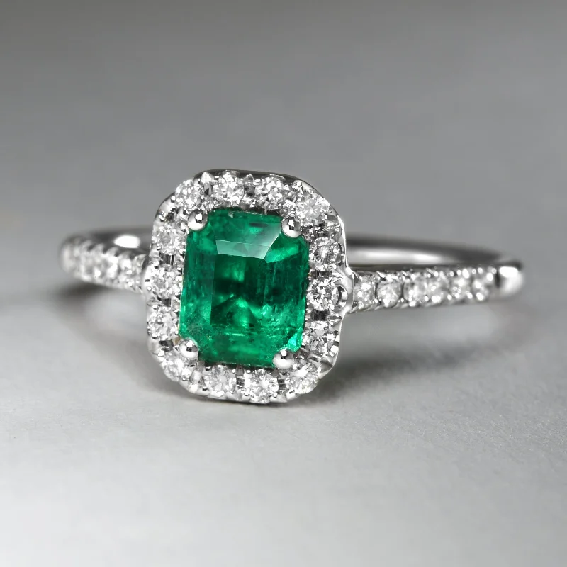 Silver Cocktail Ring-Exceptional Emerald Ring