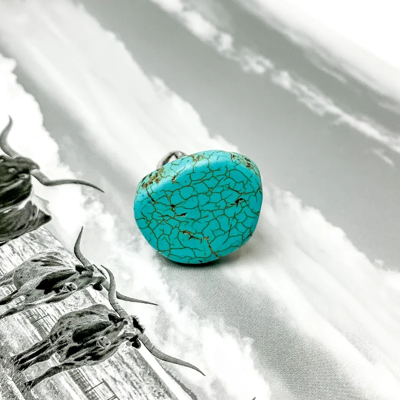 Bohemian Gemstone Ring-Turquoise Buffalo Slab Ring